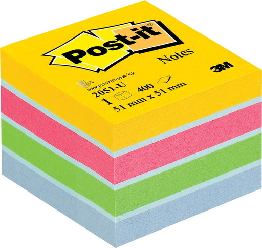 Post-it Notes mini kubus, 400 vel, ft 51 x 51 mm, geassorteerde kleuren 45 stuks, OfficeTown
