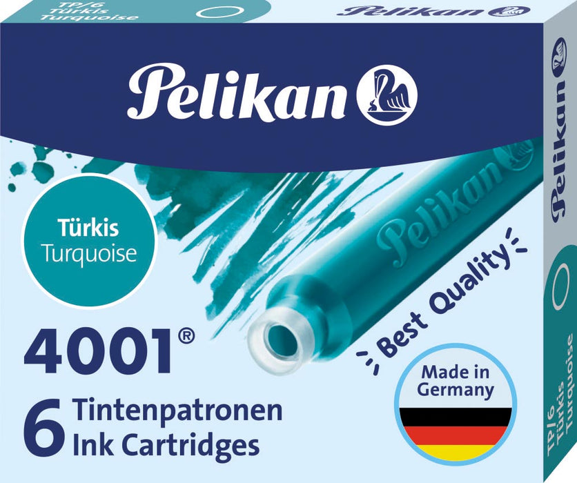 Pelikan 4001-inktcartridges, doosje met 6 stuks, turkoois