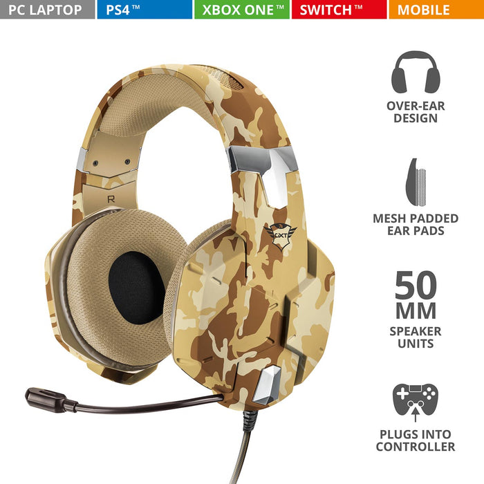 Trust GXT 322D Carus Gaming Headset, woestijn camo