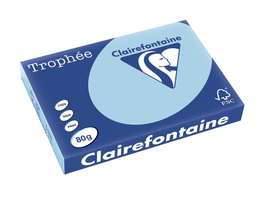 Clairefontaine Trophée Pastel, gekleurd papier, A3, 80 g, 500 vel, blauw