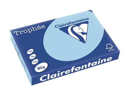 Clairefontaine Trophée Pastel, gekleurd papier, A3, 80 g, 500 vel, blauw 5 stuks, OfficeTown