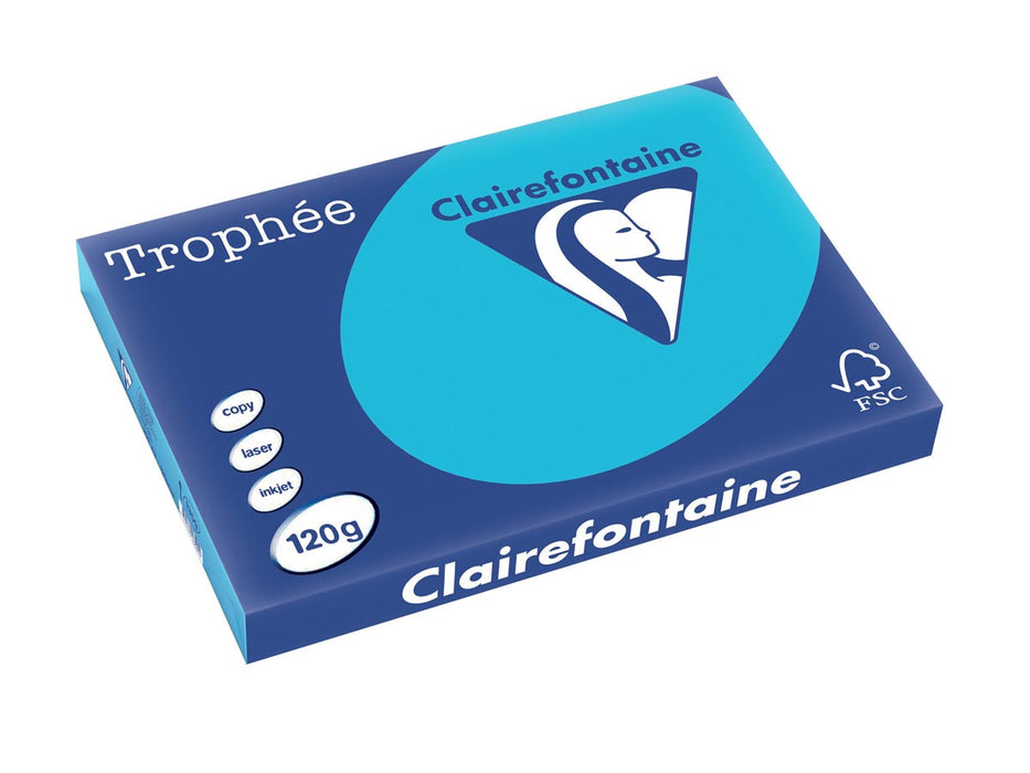 Clairefontaine Trophée Intens, gekleurd papier, A3, 120 g, 250 vel, koningsblauw 5 stuks