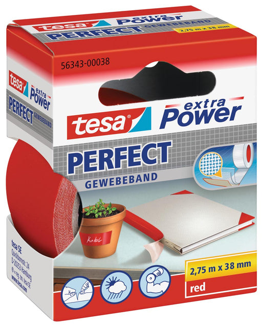 Tesa extra Power Perfect, ft 38 mm x 2,75 m, rood 6 stuks, OfficeTown