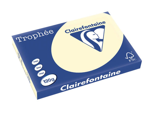 Clairefontaine Trophée Pastel, gekleurd papier, A3, 120 g, 250 vel, crème 5 stuks, OfficeTown
