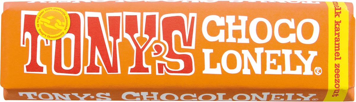 Tony's Chocolonely chocoladereep, 47 g, karamel en zeezout met fairtrade chocolade