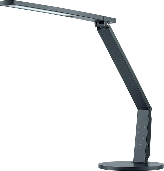 Hansa bureaulamp Vario Plus, LED-lamp, antraciet met USB-poort en regelbare lichtsterkte