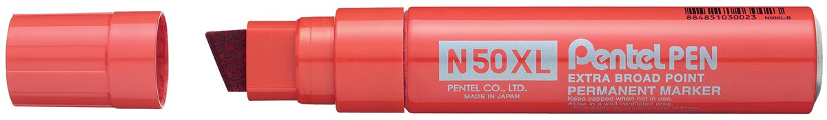 Pentel permanente marker Pen N50, brede punt, rood 6 stuks