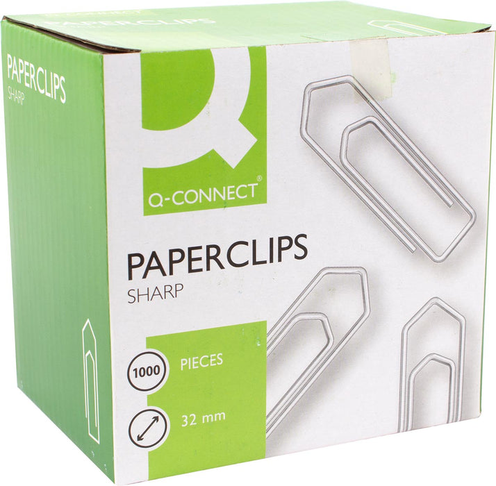 Q-CONNECT Paperclips, 32 mm, doos van 1000 stuks