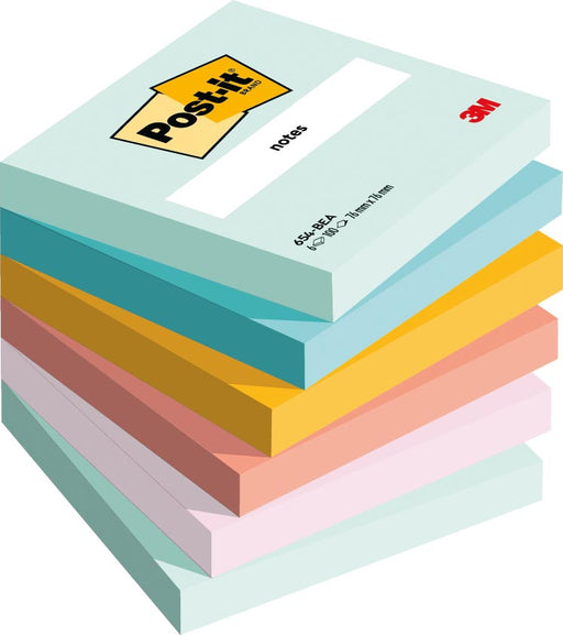 Post-it Notes, Beachside colour collection, ft 76 x 76 mm, 100 vel, pak van 6 blokken 12 stuks, OfficeTown