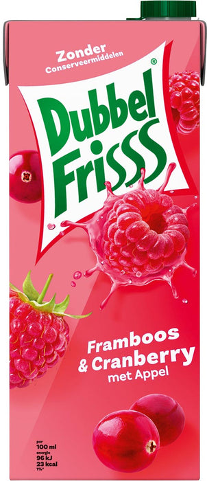 Dubbelfrisss Framboos & Cranberry 1,5 l, pak van 8 stuks