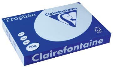 Clairefontaine Trophée Pastel, gekleurd papier, A3, 80 g, 500 vel, azuurblauw 5 stuks, OfficeTown