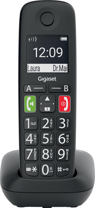 Gigaset E290 draadloze telefoon met grote toetsen en handsfree functie, zwart