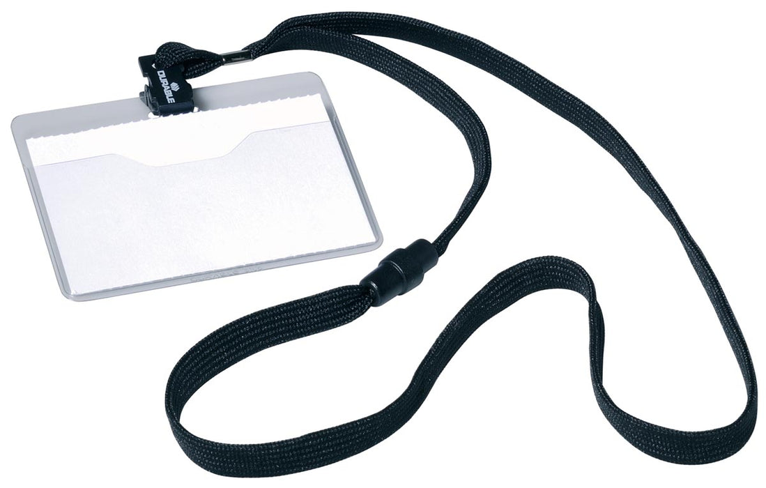 Duurzame badge met textielband zwart, 10 stuks