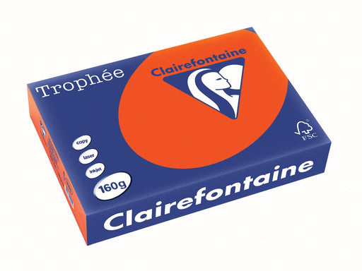 Clairefontaine Trophée Intens, gekleurd papier, A4, 160 g, 250 vel, kardinaalrood 4 stuks, OfficeTown