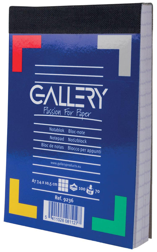 Gallery notitieblok, ft A7, geruit 5 mm, blok van 100 vel 10 stuks, OfficeTown