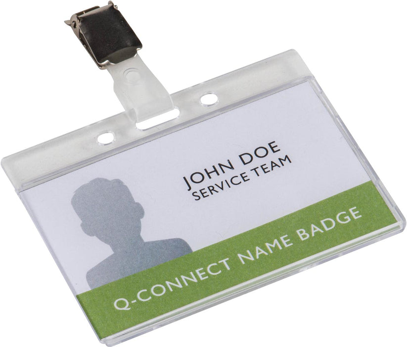 Q-CONNECT badge met clips 54 x 85 mm - Doos van 10 stuks