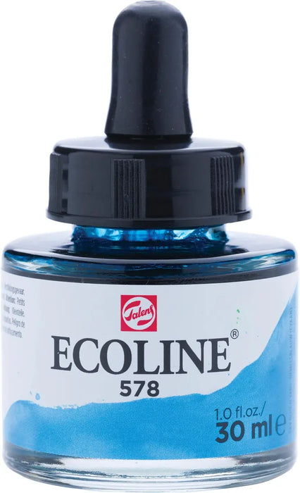 Talens Ecoline waterverf flacon 30 ml, hemelsblauw (cyaan) - 3 stuks