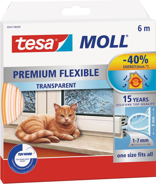Tesa Moll Premium Flexible tochtstrip, 6 m, transparant 8 stuks, OfficeTown