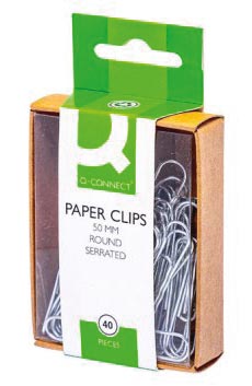 Q-CONNECT papierklemmen, 50 mm, doos van 40 stuks, ophangbaar