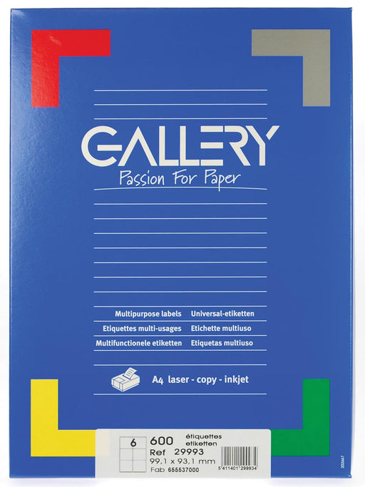 Gallery witte etiketten ft 99,1 x 93,1 mm (b x h), ronde hoeken, doos van 600 etiketten 5 stuks, OfficeTown