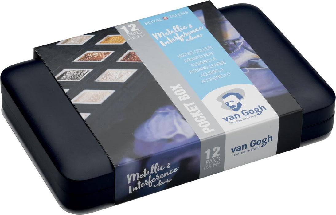 Van Gogh aquarelverf, pocketbox met 12 metallic- en interference kleuren