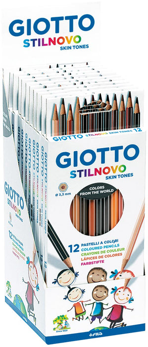Giotto Stilnovo Huidtinten kleurpotloden, 12 potloden in kartonnen etui met ophangoog