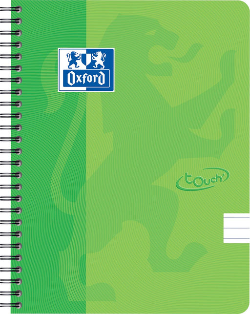 Oxford School Touch spiraalblok, ft A5, 140 bladzijden, gelijnd, groen (lime) 5 stuks, OfficeTown