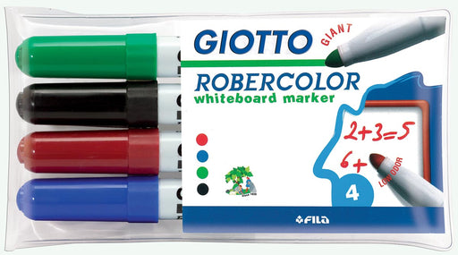 Giotto Robercolor whiteboardmarker maxi, ronde punt, etui met 4 stuks in geassorteerde kleuren 20 stuks, OfficeTown