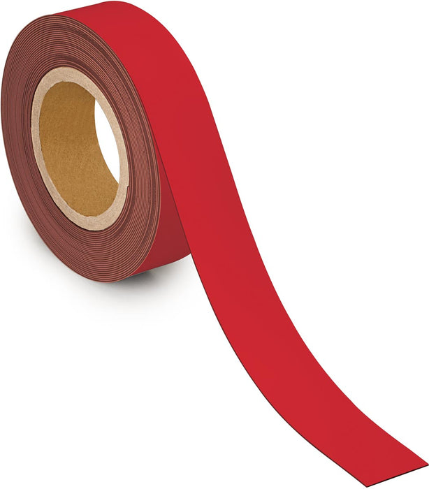 Magnetisch etiketband MAUL, beschrijf- en wisbaar, 10mx40mm, rood
