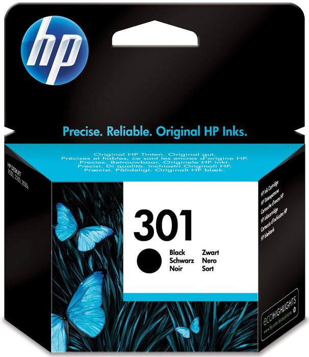HP inktcartridge 301, 190 pagina's, OEM CH561EE#301, zwart, met beveiligingssysteem
