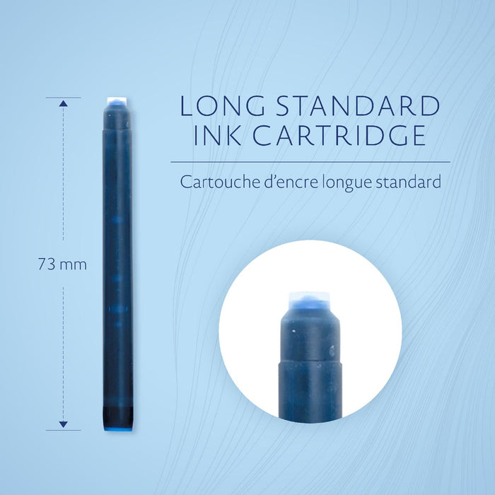 Waterman inktcartridges Standaard Lang, blauw (Serenity), blister van 8 stuks