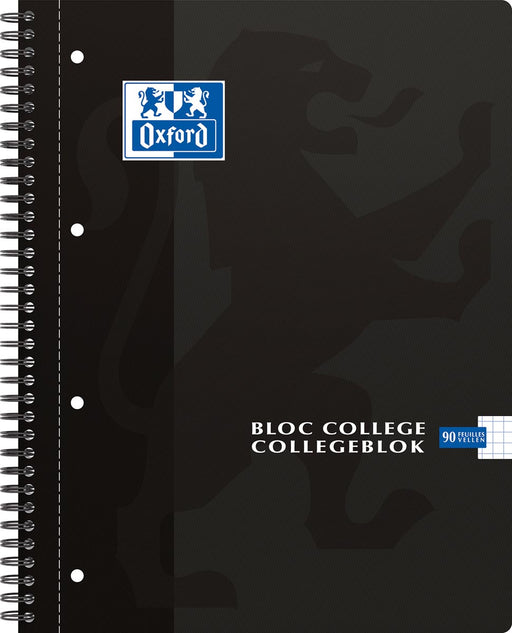 Oxford School collegeblok, ft A4, 180 bladzijden, 4 gaats, geruit 5 mm, zwart 5 stuks, OfficeTown