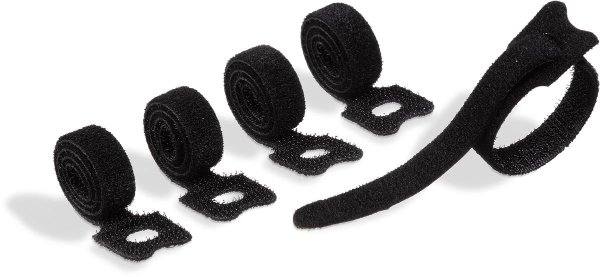 Duurzame Cavoline Grip Tie kabelbinder met klittenband, zwart, 5 stuks per verpakking