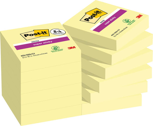 Post-it Super Sticky notes Canary Yellow, 90 vel, ft 47,6 x 47,6 mm, 8 + 4 GRATIS 24 stuks, OfficeTown