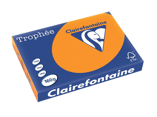 Clairefontaine Trophée Intens, gekleurd papier, A3, 160 g, 250 vel, feloranje 4 stuks, OfficeTown