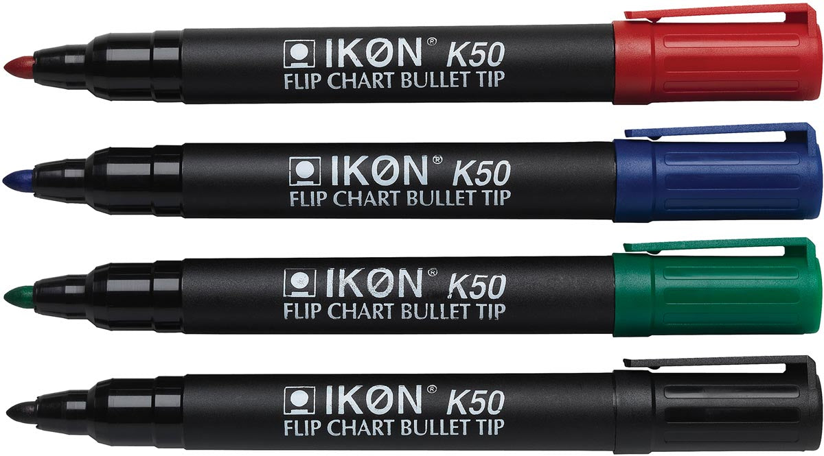 Ikon K50 flipover marker, set in 4 verschillende kleuren