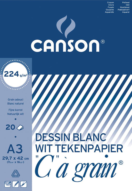 Canson tekenblok C à grain 224 g/m², ft 29,7 x 42 cm (A3) 10 stuks, OfficeTown
