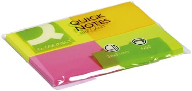 Q-CONNECT Quick Notes, ft 38 x 51 mm, 50 vel, pak van 4 blokken in neonkleuren