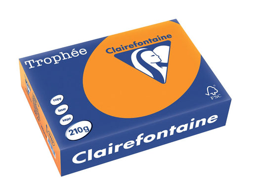 Clairefontaine Trophée Intens, gekleurd papier, A4, 210 g, 250 vel, feloranje 4 stuks, OfficeTown