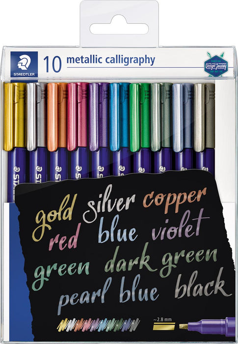 Staedtler kalligrafiepennen Metallic 8325, set van 10 stuks in verschillende kleuren