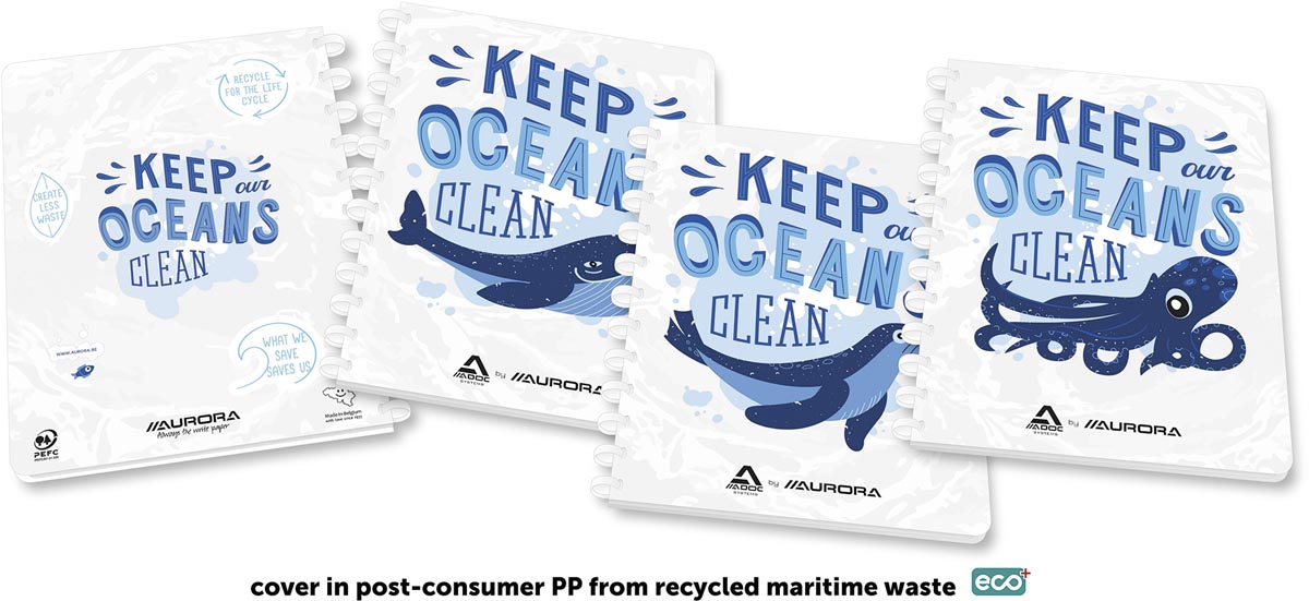 Aurora Adoc notitieboek van Ocean Waste Plastics A4 geruit 5x5