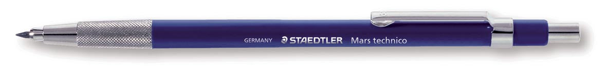 Staedtler vulpotlood Mars Technico, blauwe houder - 2 mm potloodstift, geïntegreerde potloodslijper