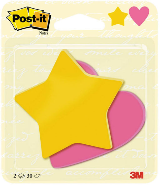 Post-it Notes, 2 x 30 vel, ft 70 x 72 mm, ster ultra geel, hart power roze 16 stuks, OfficeTown