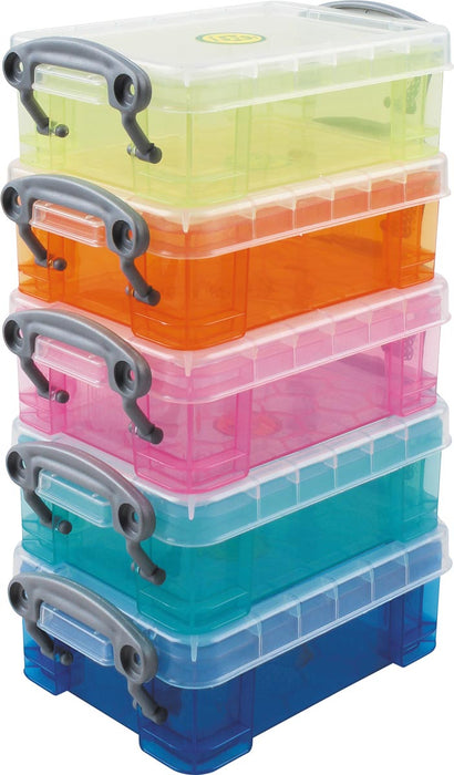 Really Useful Box dozen Opslagdoos set van 5 x 0,2 liter in geassorteerde kleuren