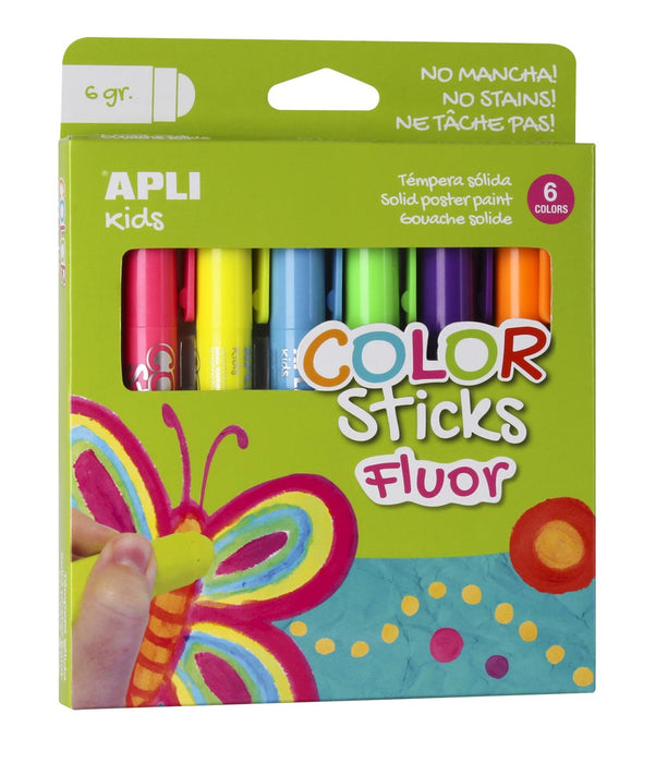 Apli Kids kleurstiften fluor, blister met 6 stuks