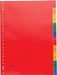 Pergamy tabbladen, ft A4, 23-gaatsperforatie, PP, geassorteerde kleuren, set 1-10 50 stuks, OfficeTown