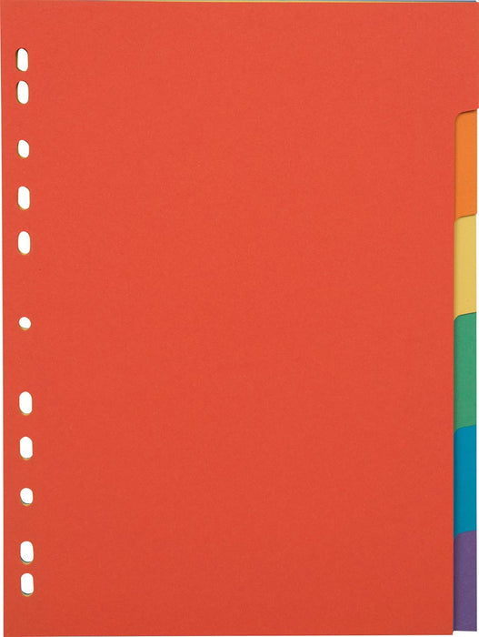 Tabbladen van Pergamy, A4-formaat, van karton, 6 tabs, 11-gaats perforatie, in verschillende kleuren