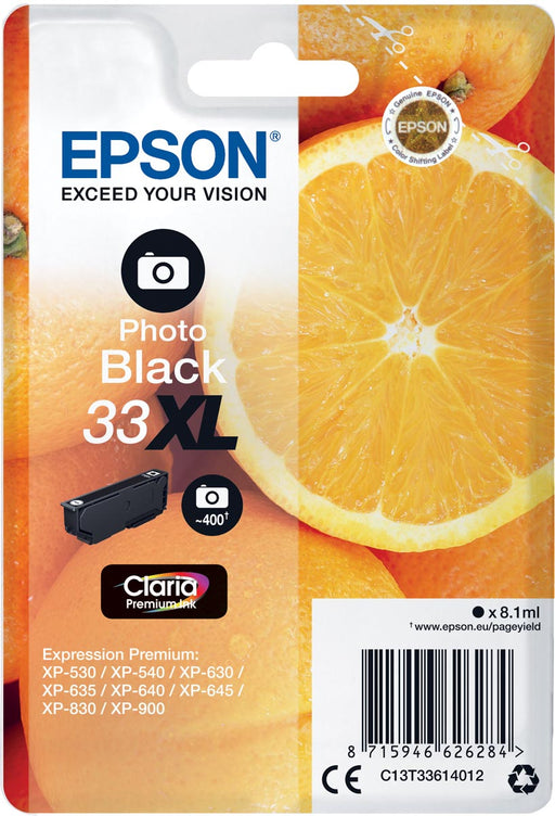 Epson inktcartridge 33XL, 400 pagina's, OEM C13T33614012, foto zwart, OfficeTown