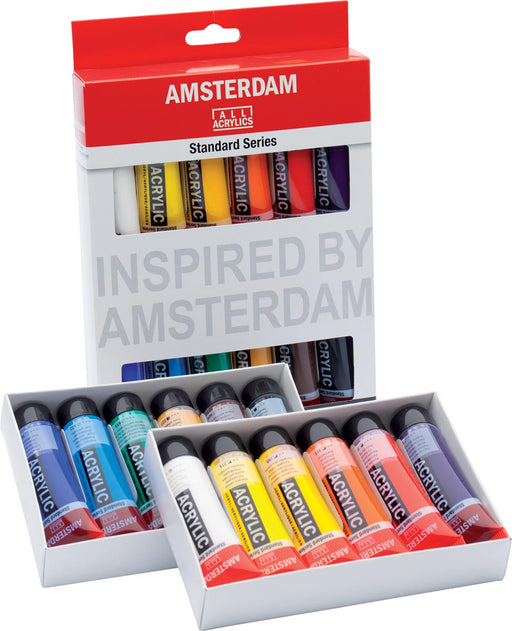 Amsterdam acrylverf tube van 20 ml, etui van 12 stuks in geassorteerde kleuren 3 stuks, OfficeTown