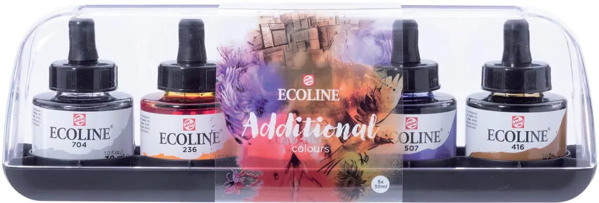 Talens Ecoline waterverf flacon van 30 ml, set van 5 flacons in extra kleuren